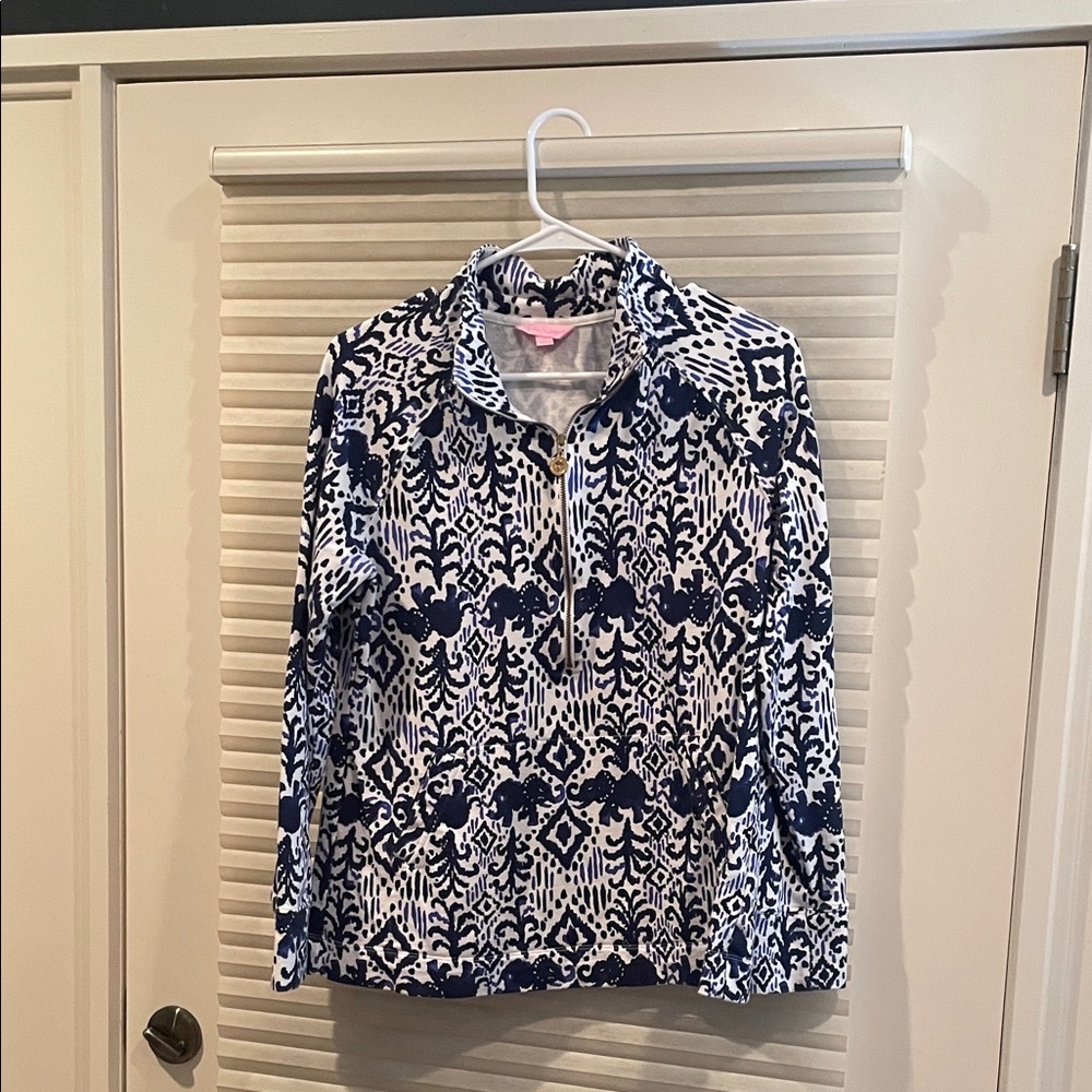 Lilly Pulitzer Navy and White Patterned Jacket